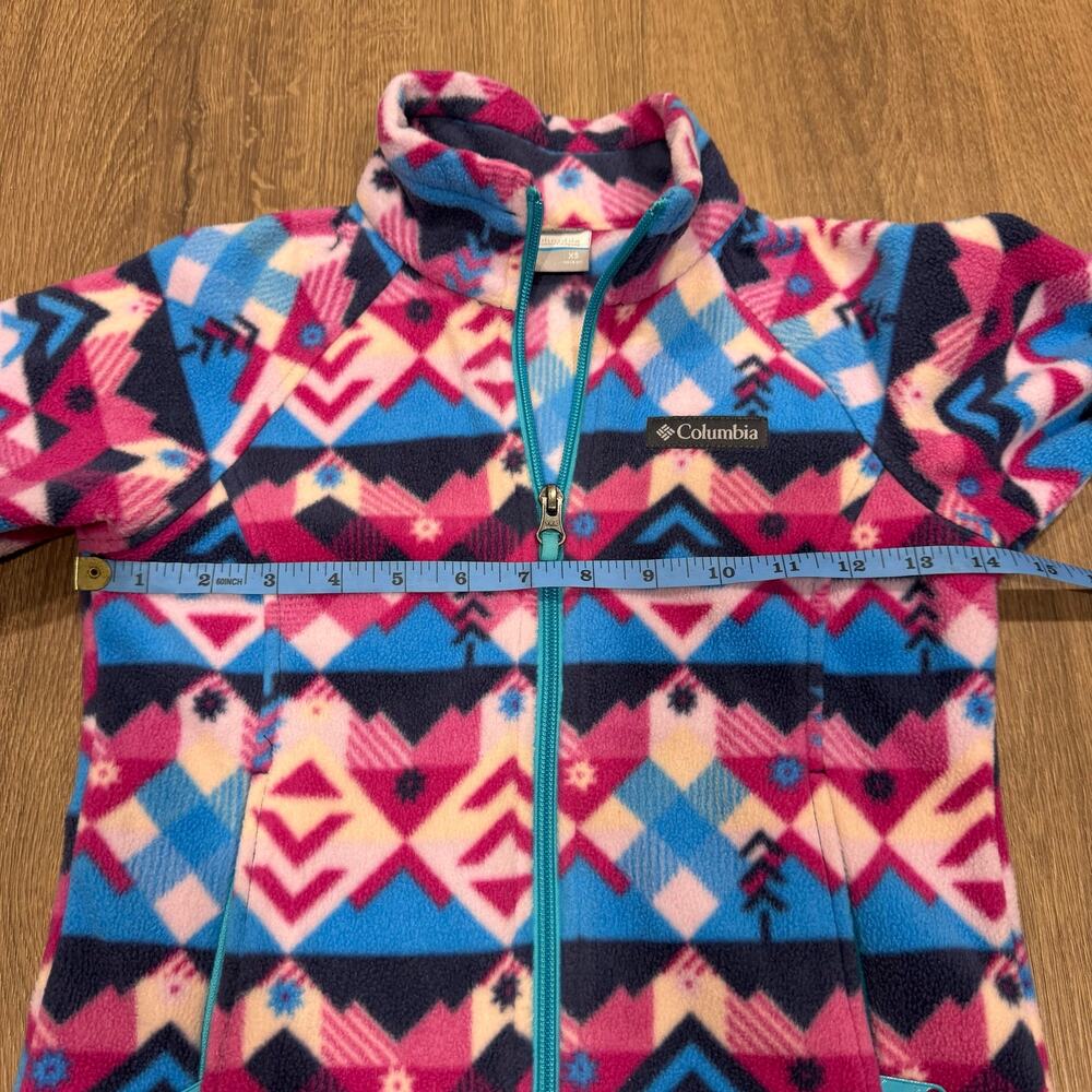 Columbia Girls Full Zip Up Fleece Jacket Pink Blue Kids Size Extra Small 6-6X - Picture 8 of 8